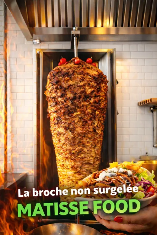 La broche de kebab Matisse, montée à la main et jamais surgelée